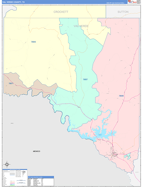 Val Verde County, TX Zip Code Map